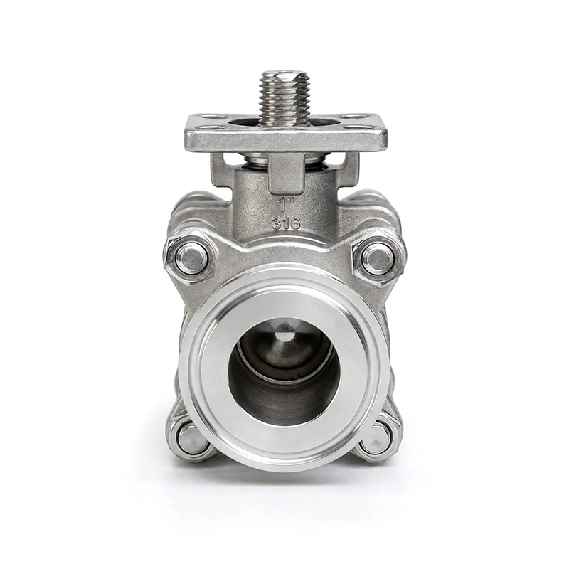 Valvola a sfera Tri-clamp completamente incapsulata 3PC con cuscinetto di montaggio ISO 5211 Valvola a sfera Tri-clamp completamente incapsulata 3PC con cuscinetto di montaggio ISO 5211